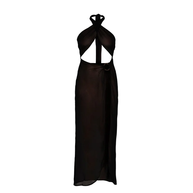 Scorpio Rizing  Black La Musique Halter Neck Sheer Dress for Women | Best Price UAE
